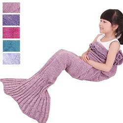 Mermaid Tail Blanket Crochet And Mermaid Blanket For Adult Kids Super Soft All Seasons Sleeping Blankets 53.1INCH25.6 Inch Kids pink