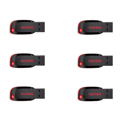 Sandisk 16GB Cruzer Blade USB Flash Drive Red 6 Pack