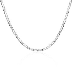 Xiaodou 4MM Flat Light 925 Sterling Silver Simple Figaro Chain Necklace For Men 20