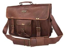Ph 18 Inch Vintage Handmade Leather Messenger Bag For Laptop Briefcase Satchel Bag