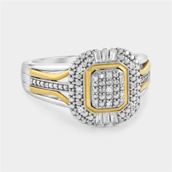 Yellow Gold & Sterling Silver Diamond & Created Sapphire Infinity Pave Ring