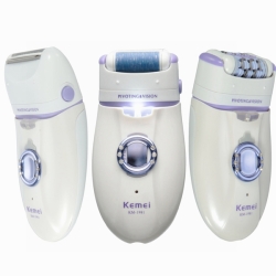 Km-1981 3-in-1 Electric Callus Remover Washable Lady Hair Epilator Shaver Foot Care Set