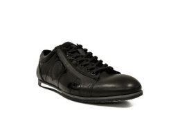 Calvano One Tone Casual Men Shoes in Black Leather
