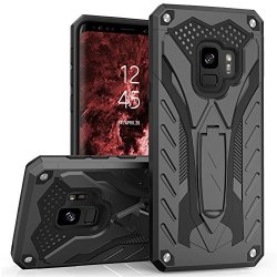 Zizo Static Series Samsung Galaxy S9 Case - Impact Resistant With Built In Kickstand Black & Black