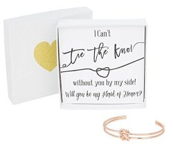 Lemon Honey Jewelry Bridesmaid Gifts - Tie The Knot Maid Of Honor Cuff Bracelet With Gift Box Double Love Knot Cuff Bracelet Wedding Party Gift Sets Black