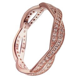 Silver Ring - Sterling Cz Rose Gold Plating. Silver White