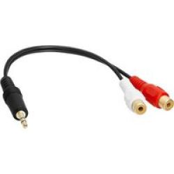 3.5MM Aux To 2 Rca Female Audio Stereo Cable 6 Inch
