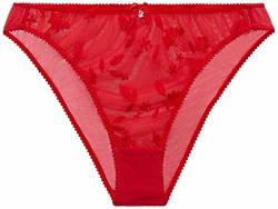 Savage X Fenty Women's Reg Mosaic Lace High Leg Bikini Goji Berry Red M