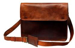 Tlc 15" Inch Leather Bag Leather Messenger Bag Half Flap Leather Bag Laptop Bag Crossbody Bags For Men & Women