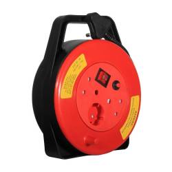 10M Closed Extension Reel 2800W 1 X 5A Schuko 2 X 16A Red