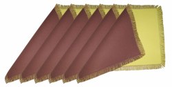 Green & Maroon Lushome Cotton Reversible Fringes Table Placemats Set Of 6 LH-TM2D