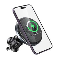 -C-190 15W Magsafe Magnetic Car Air Vent Wireless Charger Black