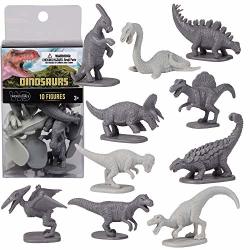 Wicked Duals MINI Dinosaur Action Figure Playset 10 PC Toy Collection - Unique Sculpted Animal Figurines For Party Favors Dioramas Decorations And More