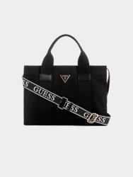 Guess Women&apos S Black Canvas Small Tote Bag