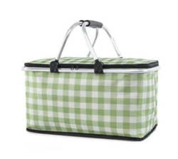 Foldable Insulated Picnic Basket With Handles - Green