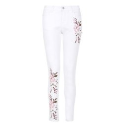Quiz - White Embroidered Skinny Jeans