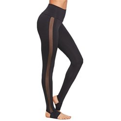 Keliay Yoga Pants For Women Yoga Leggings Mesh Splice Yoga Skinny Workout Gym Leggings Fitness Sports Pants L Black
