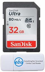 Sandisk 32GB Sdhc Sd Ultra Memory Card 80MB Bundle Works With Nikon Coolpix A900 A100 P1000 W100 W300 B700 Digital Camera SDSDUNC-032G-GN6IN Plus 1