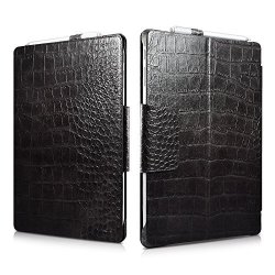 Surface Pro 4 Case Icarercase Crocodile Series Genuine Leather Folio Cover With Pen Holder And Stand Function For Microsoft Surface Pro 4 12.3 Inch