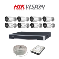 Hikvision 4MP Ip Camera Kit - 16CH 4K Nvr - 8 X 4MP Acusense Ip Cameras - 2TB Hdd - 100M Cable - 40M