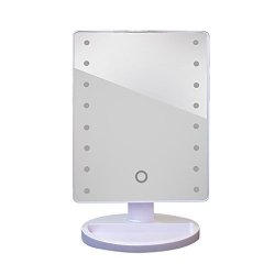 Anself Rotatable LED Light Makeup Mirror Touch Dimmable Brightness Adjustable Square Vanity Desk Stand