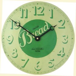 Roger Lascelles Fresh Bread Design Convex Tin 11-INCH Kitchen Clock