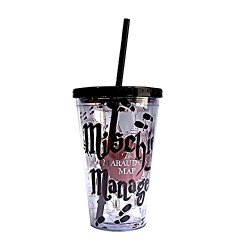 Silver Buffalo HP09087 Warner Brothers Harry Potter Mischief Managed Plastic Cold Cup With Lid And Straw 16-OUNCES
