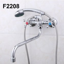 1 Set Classic Shower Bath Faucet Long Nose Bathtub Mixer Hot And Cold Water Dual ... - F2208 China