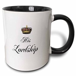 3DROSE MUG_112867_4"HIS Lordship Part Of A His & Hers Mr & Mrs Couples Gift Set Funny Two Tone Black" Mug 11 Oz Black white