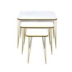 Woodly Nesting Coffee Tables With Metal Legs - White