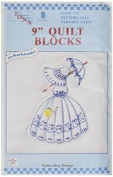 Notions - In Network Stamped White Quilt Blocks 9"X9" 12 PKG-PARASOL Lady