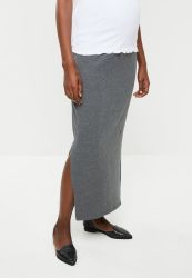 Cotton On Women's Maternity Side Split Maxi Skirt - Charcoal Marle