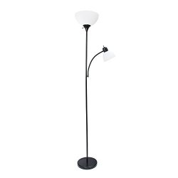 Simple Designs Home LF2000-BLK Mother-daughter Floor Lamp With Reading Light 71 X 20.47 X 11.35 Inches Black