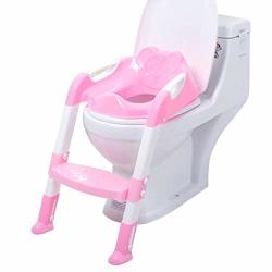 Sujing Potty Toddler Toilet Training Seat With Sturdy Non-slip Ladder Step Potty Toilet Trainer Seat With Step Stool Ladder Pink