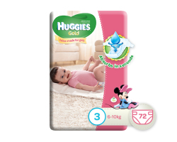 Huggies Gold Girl - Pink Size: 3 72's