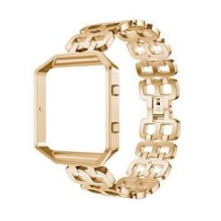 Alonea Stainless Steel Bracelet Smart Watch Band Strap + Case Cover For Fitbit Blaze Gold