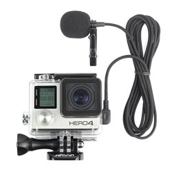 Soonsun Skeleton Housing Protective Case With Quick Release Buckle + 6.5FT Lavalier Lapel Clip-on Microphone MIC For Gopro HERO4 Hero 4 3+ HERO3 Camera