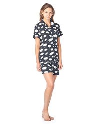 BY Bhpj Bedhead Pajamas Women's Soft Knit Short Sleeve Pajama Shorts Set - Black & White Dancing Sheep - Large