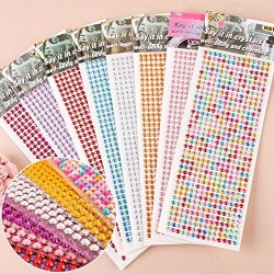 Self-adhesive Rhinestone Sticker Bling Craft Jewels Crystal Gem Stickers,  Assorted Size, 5 Sheets (multicolor 3)