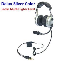 Ufq A28 Delux Silver Color Great Anr Aviation Headset Active Noise Reduction-compare With Rugged Air RA950 But Ufq A28 With MP3 Input Bose Grade Hi-fi
