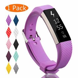 Kingacc Compatible Replacement Bands For Fitbit Alta Hr Fitbit Alta Silicone Fitbit Alta Hr Band Alta Band Buckle Wristband Strap Women Men 1-PACK Purple Small