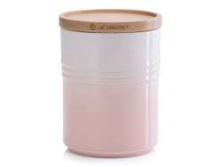 Le Creuset Medium Stoneware Storage Jar With Wooden Lid Shell Pink