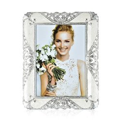 Bison Trading 5X7 Picture Frame College Photo Frame Wedding Picture Frame Made Of Epoxy And Silver Plated Metal Inlay Rhinestones Photo Frame Blocks
