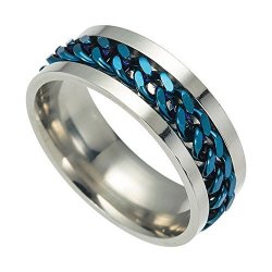 Haoricu Men's Titanium Steel Chain Rotation Ring Cross Border Jewelry Ring Set For Best Friends Promise