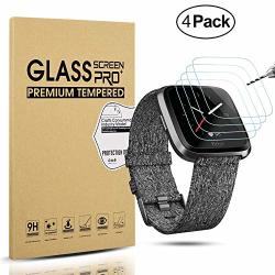 Diruite 4-PACK For Fitbit Versa Lite Edition fitbit Versa Tempered Glass Screen Protector For Fitbit Versa Lite Perfectly Fit Optimized Version - Permanent Warranty Replacement