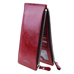 Large Multi Long Red Credit Card Id Bifold Wallet Organizer With Zipper Phone Pocket For Women Ladies Girls