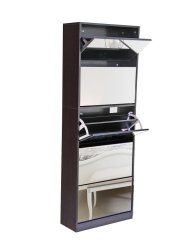 Stackable 5 Tier Mirror Shoe Cabinet Wenge