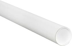 White Aviditi P2020W Mailing Tubes with Caps Pack of 50 2 x 20