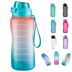 4AMINLA Motivational Water Bottle 2.2L 64OZ Half Gallon Jug With Straw And Time Marker Large Capacity Leakproof Bpa Free Fitness Sports Water Bottle