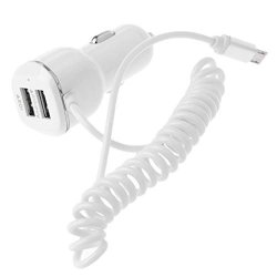 Sixsons For Android Iphone Samsung Htc 5V 3.4A USB Dual White Newest Car Charger With Micro USB Cable